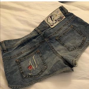 Love moschino pink heart denim booty cheeky shorts 4 Xs jean vintage y2k 90’s